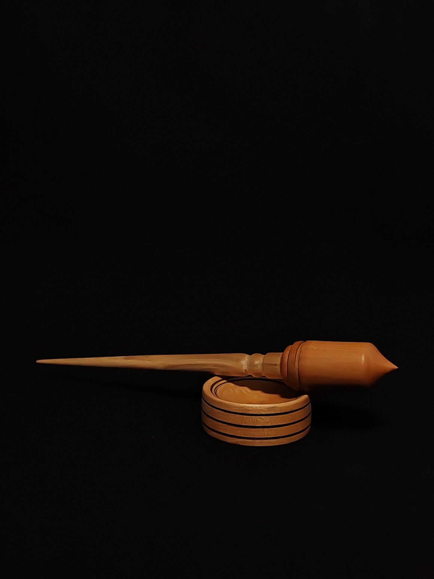 Support Spindle Set: Oak Shaft & Plum Whorl (24 cm / 23 g) with Support Bowl