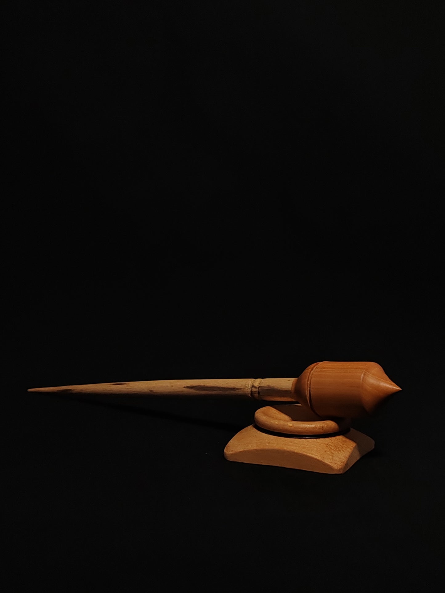 Support Spindle Set: Chestnut Shaft & Pear Whorl (28 cm / 27 g) with Beech Support Bowl