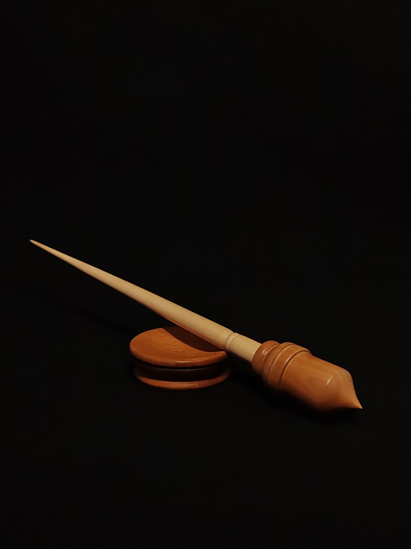 Support Spindle Set: Apple Shaft & Pear Whorl (28 cm / 22 g) with Beech Support Bowl