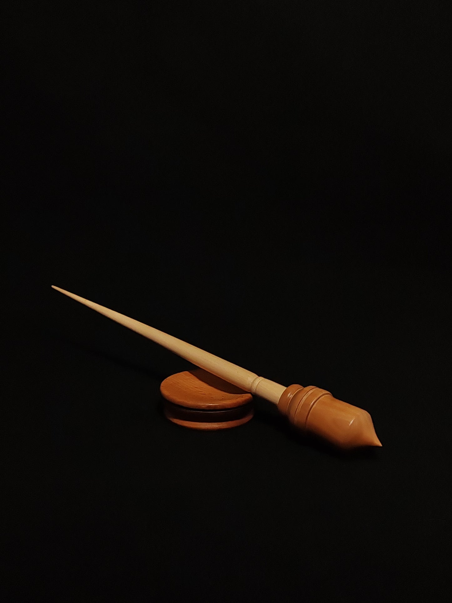 Support Spindle Set: Apple Shaft & Pear Whorl (28 cm / 22 g) with Beech Support Bowl