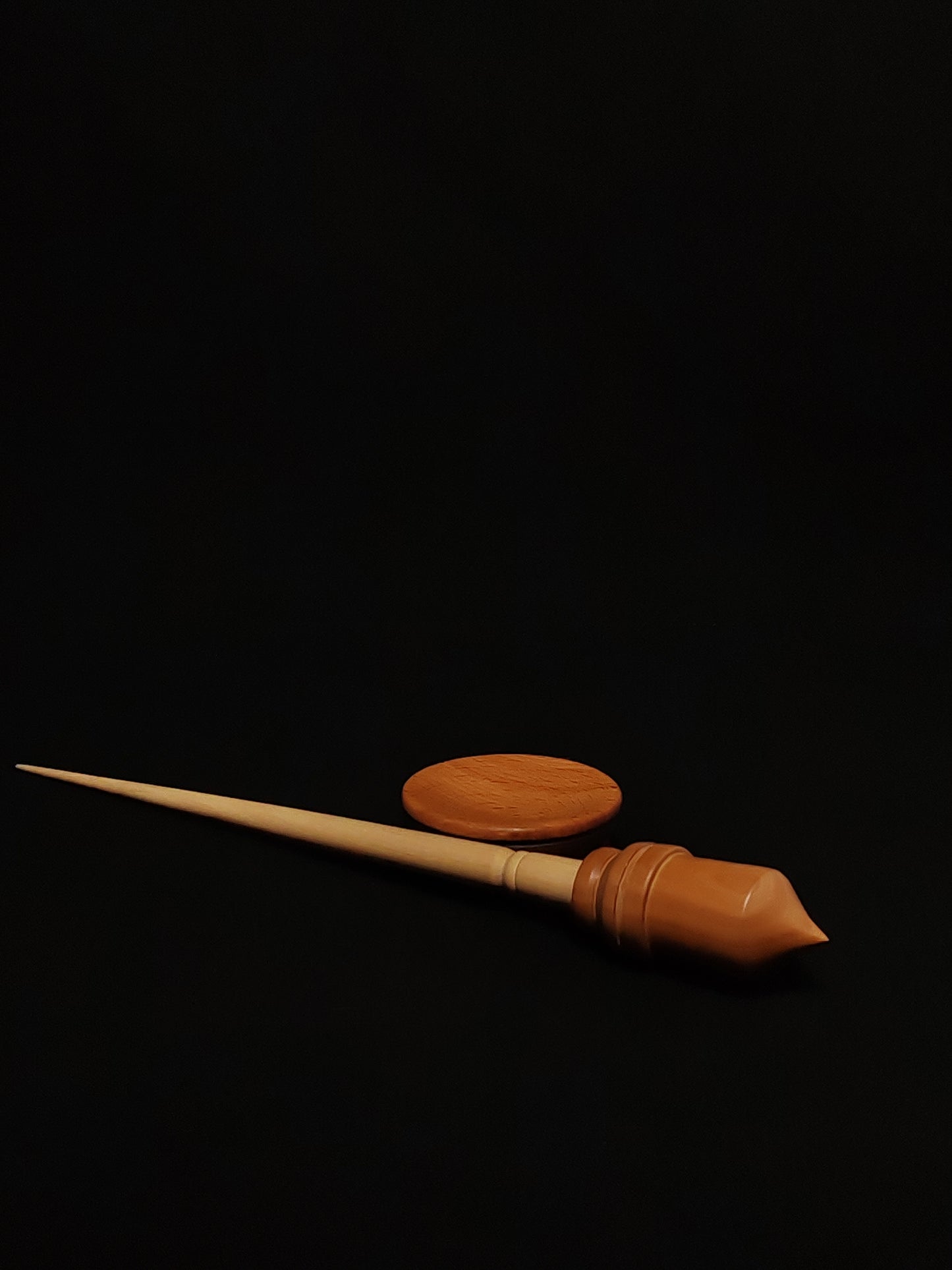 Support Spindle Set: Apple Shaft & Pear Whorl (28 cm / 22 g) with Beech Support Bowl