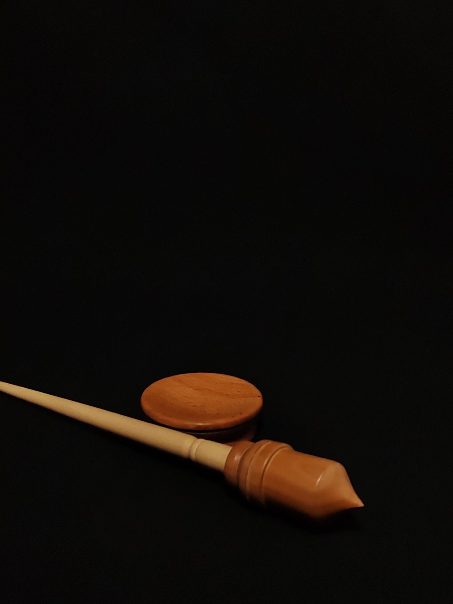 Support Spindle Set: Apple Shaft & Pear Whorl (28 cm / 22 g) with Beech Support Bowl