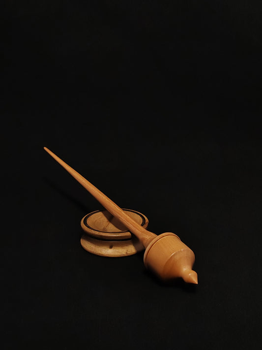 Support Spindle Set: Oak Shaft & Beechwood Whorl (25 cm / 23 g) with Grey Walnut Support Bowl