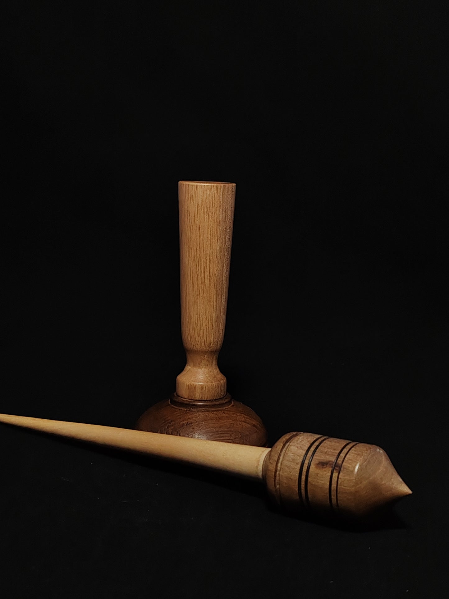 Support Spindle Set: Plum Shaft & Walnut Whorl (26 cm / 25 g) with Walnut Lap Support Bowl