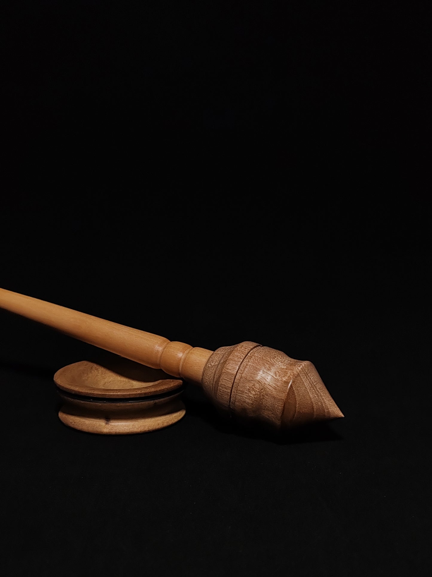 Support Spindle Set: Grey Walnut Whorl & Pear Shaft (26 cm / 30 g) with Grey Walnut Support Bowl