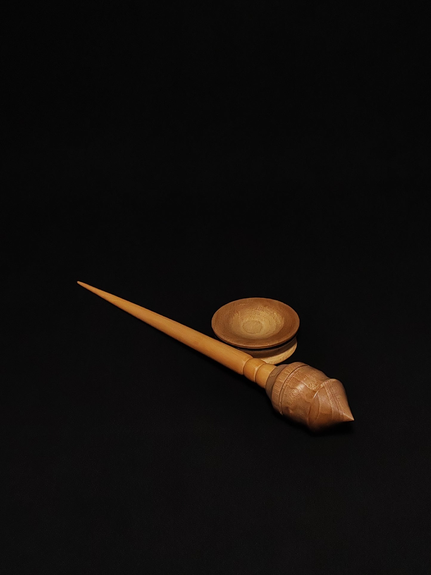 Support Spindle Set: Grey Walnut Whorl & Pear Shaft (26 cm / 30 g) with Grey Walnut Support Bowl