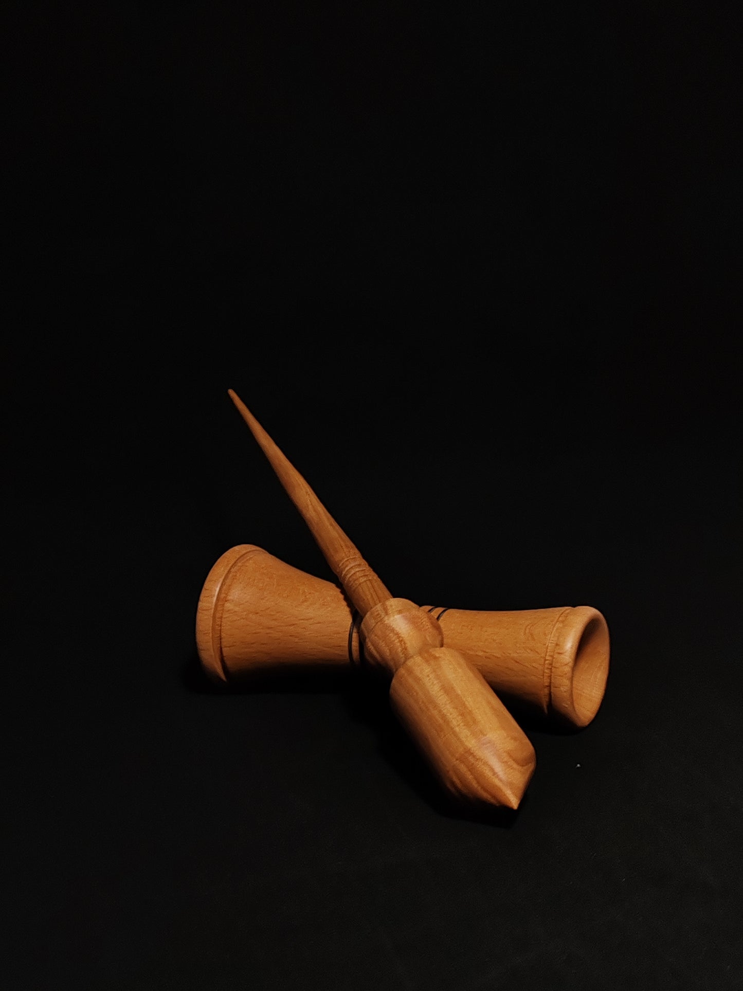 Support Spindle Set: Oak Wood (27.5 cm / 32 g) with Double-Sided Beechwood Lap Support Bowl (13 cm Height)