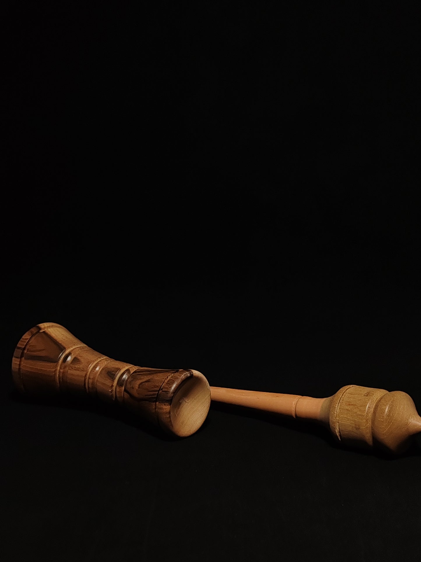 Support Spindle Set: Apple Shaft & Grey Walnut Whorl (25 cm / 26 g) with Double-Sided Walnut Lap Support Bowl (13 cm Height)