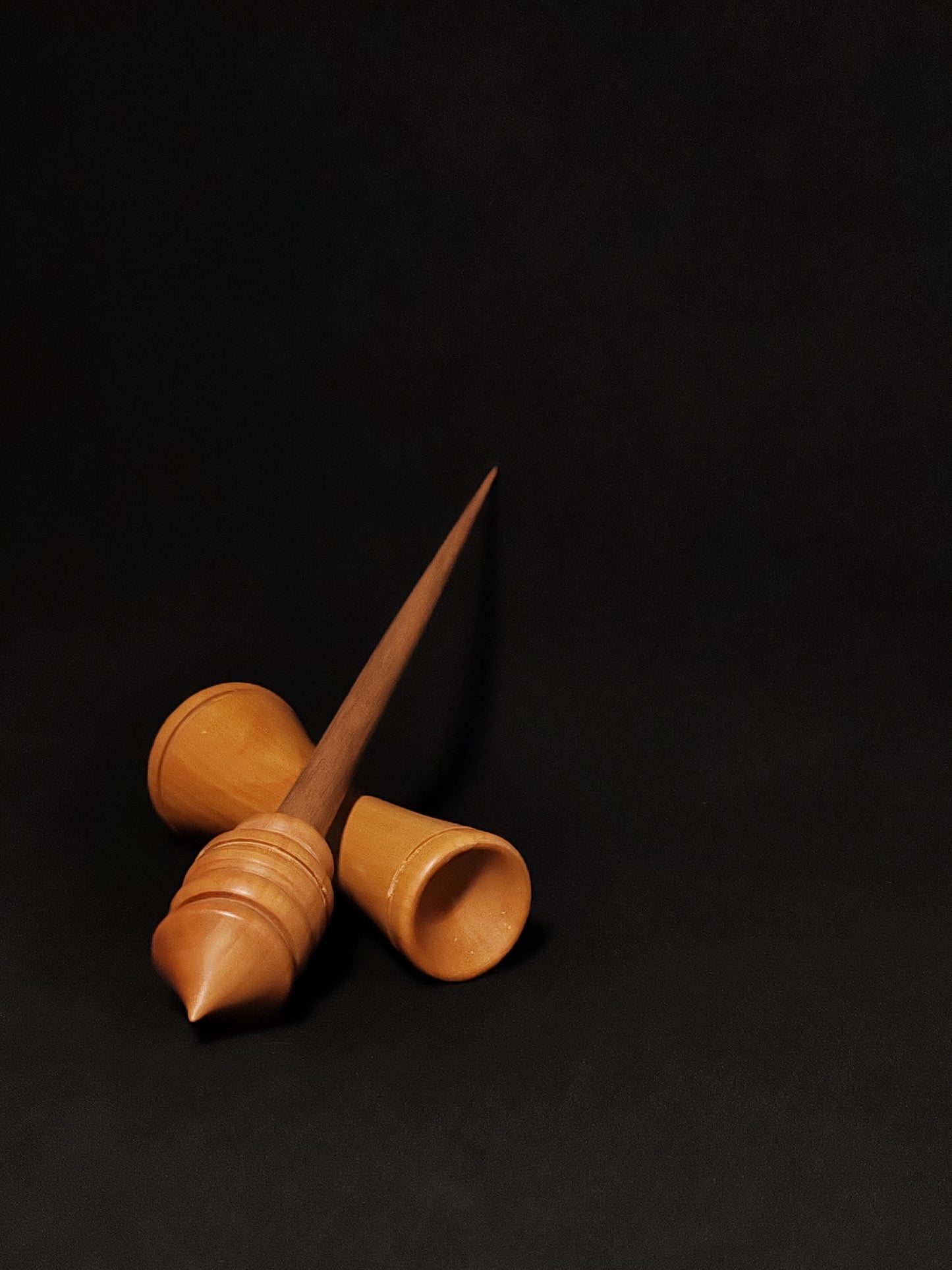 Support Spindle Set: Walnut and Pear (26.5 cm / 10.43 inches, 29 g / 1.02 oz) with Double-Sided Pear Lap Support Bowl