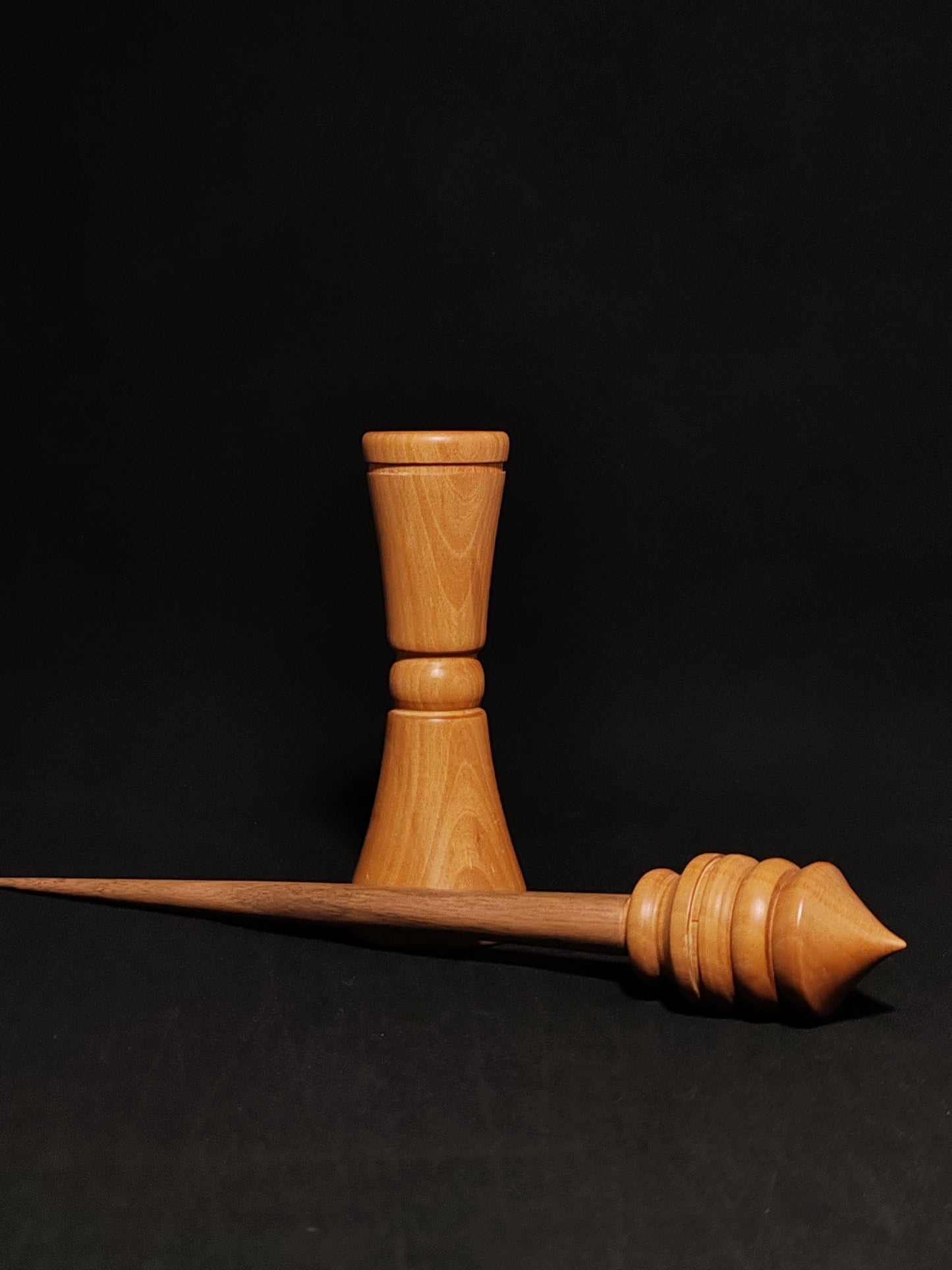 Support Spindle Set: Walnut and Pear (26.5 cm / 10.43 inches, 29 g / 1.02 oz) with Double-Sided Pear Lap Support Bowl