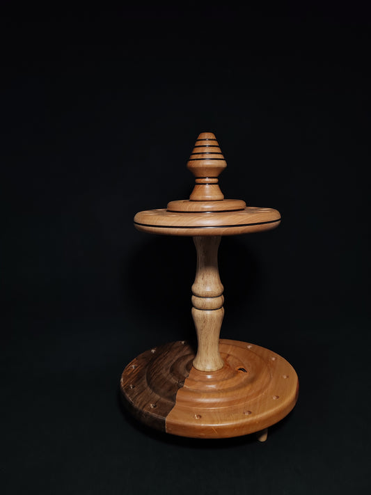 Spindle Stand: Walnut, Pear, and Chestnut (31 cm Height) for 12 Drop and Support Spindles