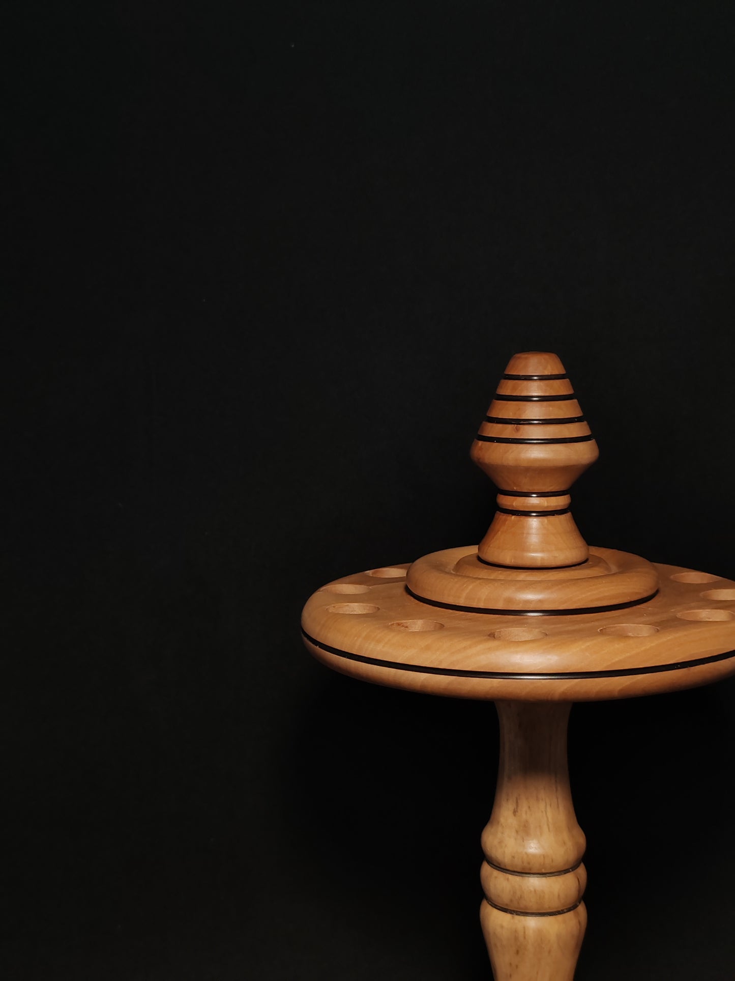 Spindle Stand: Walnut, Pear, and Chestnut (31 cm Height) for 12 Drop and Support Spindles