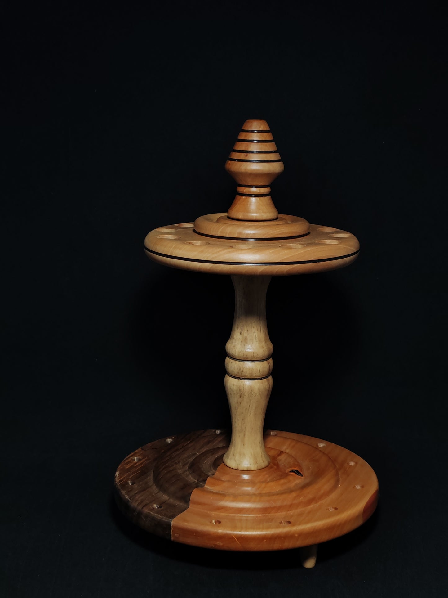 Spindle Stand: Walnut, Pear, and Chestnut (31 cm Height) for 12 Drop and Support Spindles