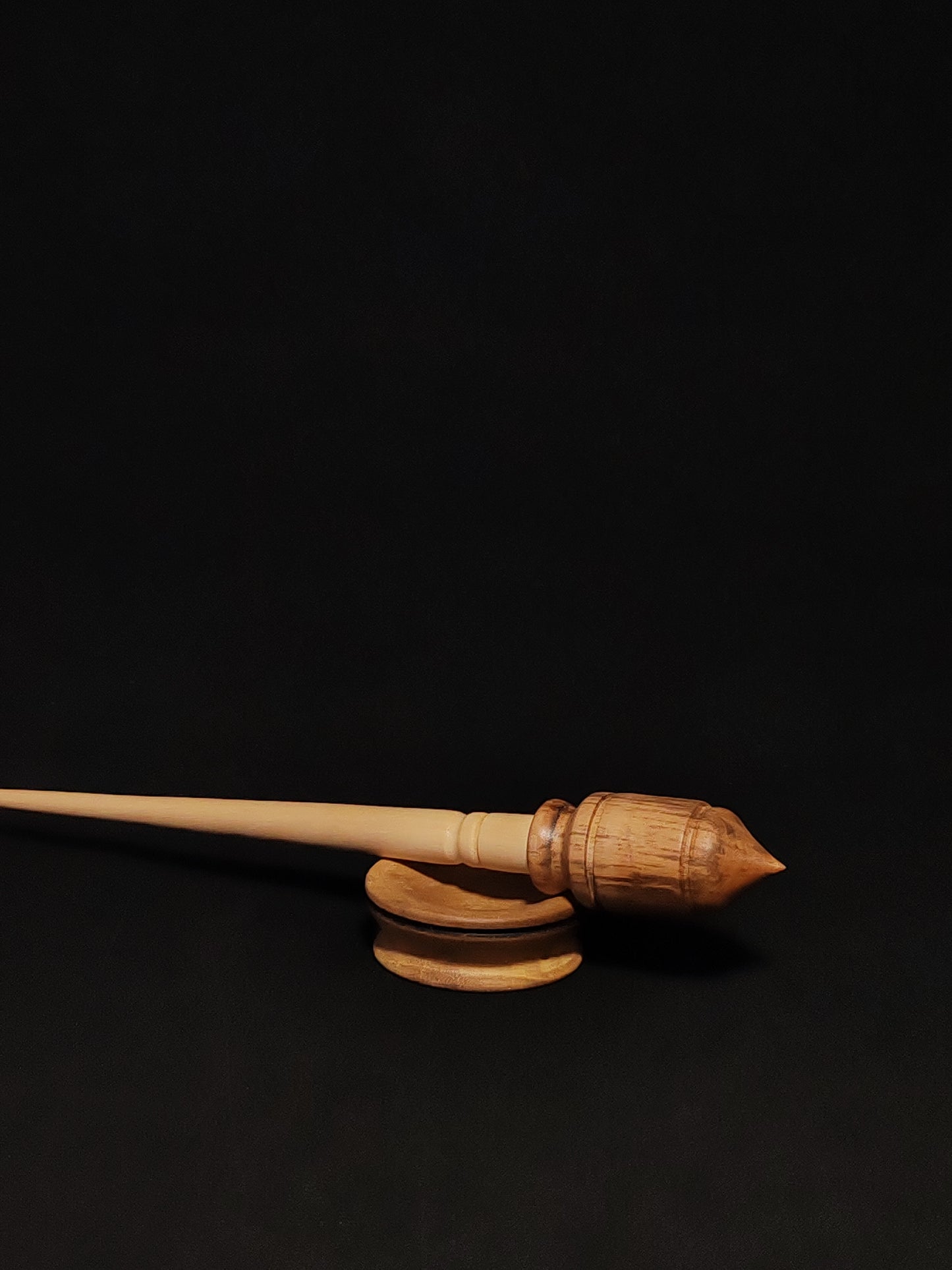 Support Spindle Set: Apple Shaft & Aged Pear Whorl (27.5 cm / 10.83 inches, 23 g / 0.81 oz) with Grey Walnut Support Bowl