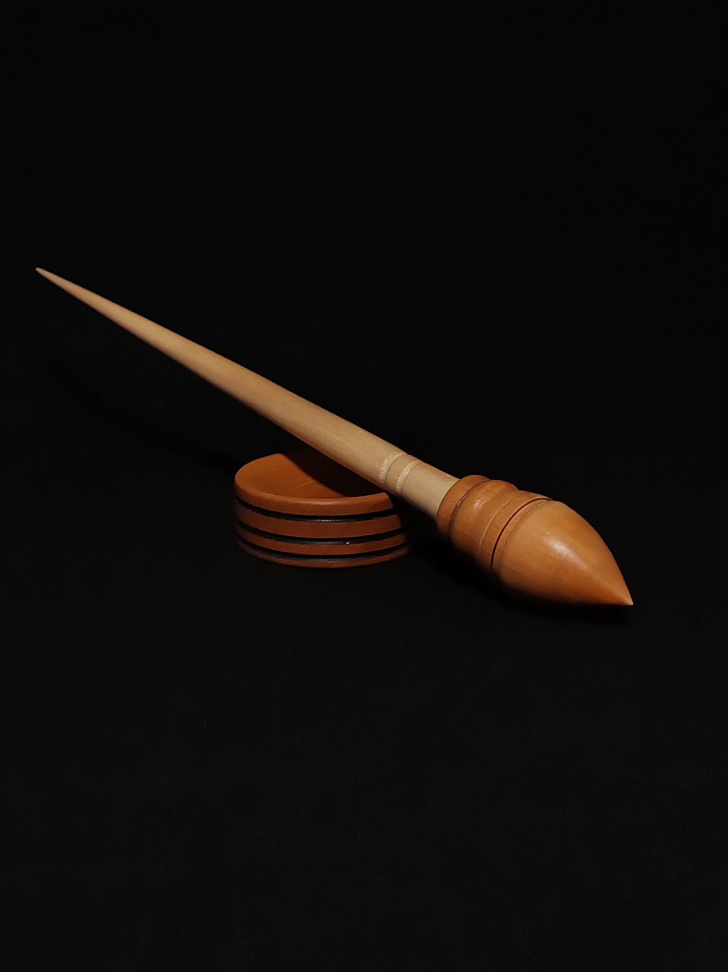 Support Spindle Set: Plum Whorl & Sycamore Shaft (27.5 cm / 10.83 inches, 22 g / 0.78 oz) with Pear Support Bowl