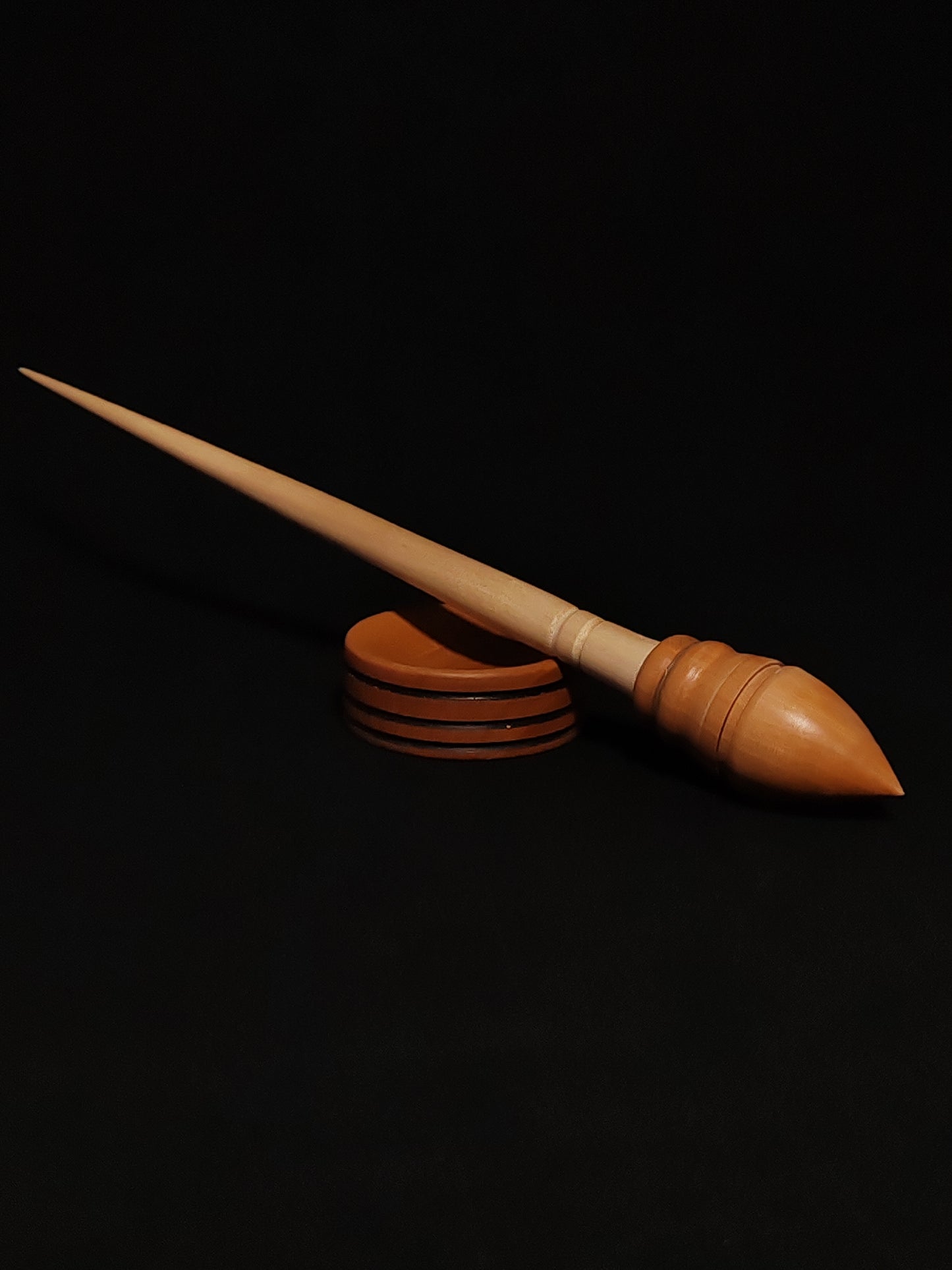 Support Spindle Set: Plum Whorl & Sycamore Shaft (27.5 cm / 10.83 inches, 22 g / 0.78 oz) with Pear Support Bowl