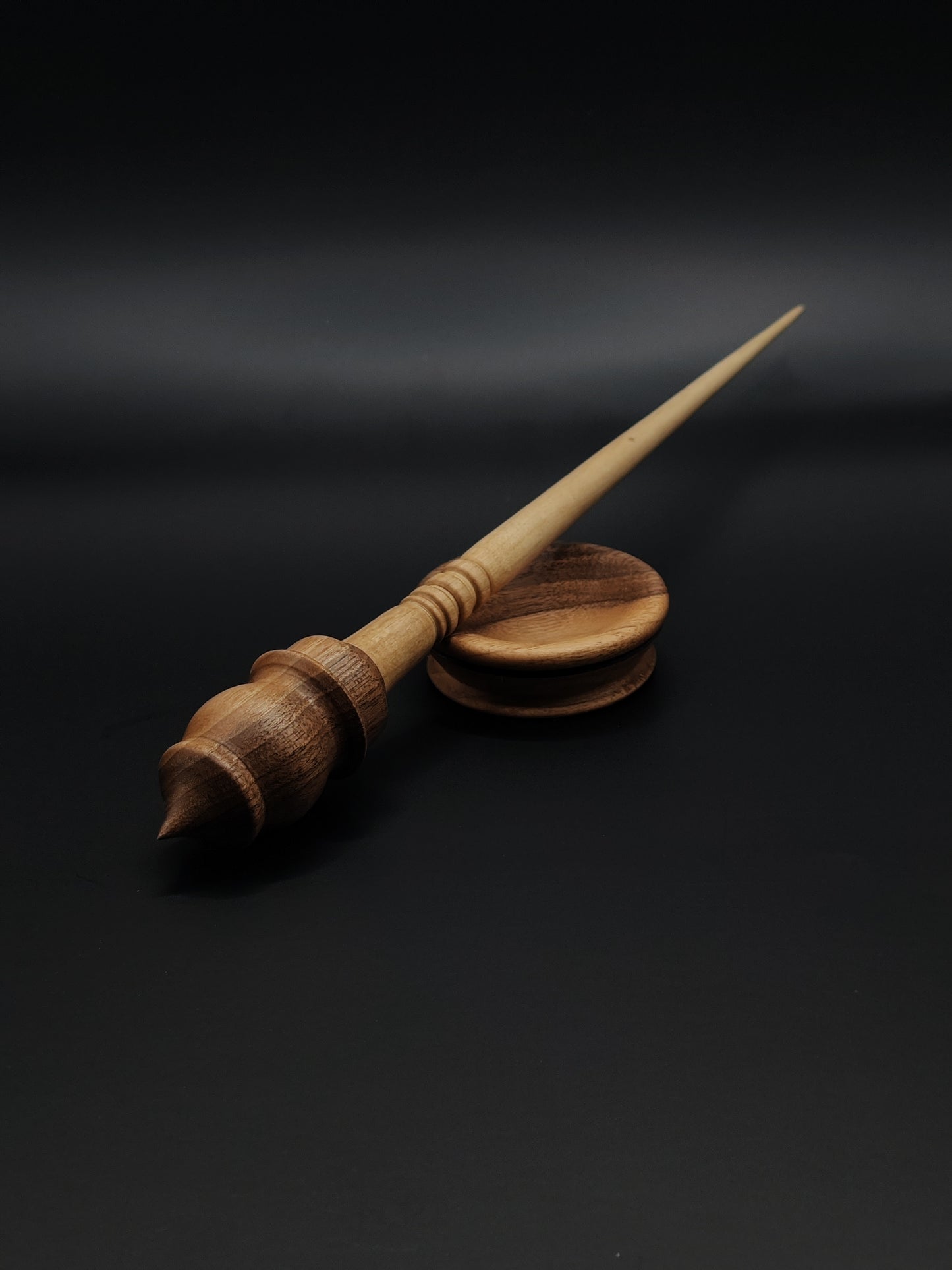 Support Spindle Set: Sycamore Shaft & Walnut Whorl (25.5 cm / 10.04 inches, 23 g / 0.81 oz) with Walnut Support Bowl