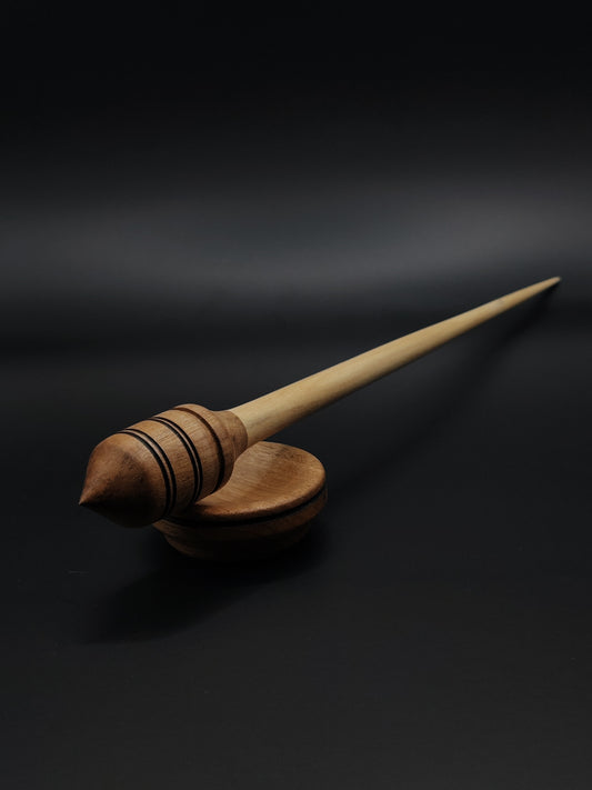 Support Spindle Set: Apple Shaft & Brown Walnut Whorl (27 cm / 10.63 inches, 19 g / 0.67 oz) with Walnut Support Bowl