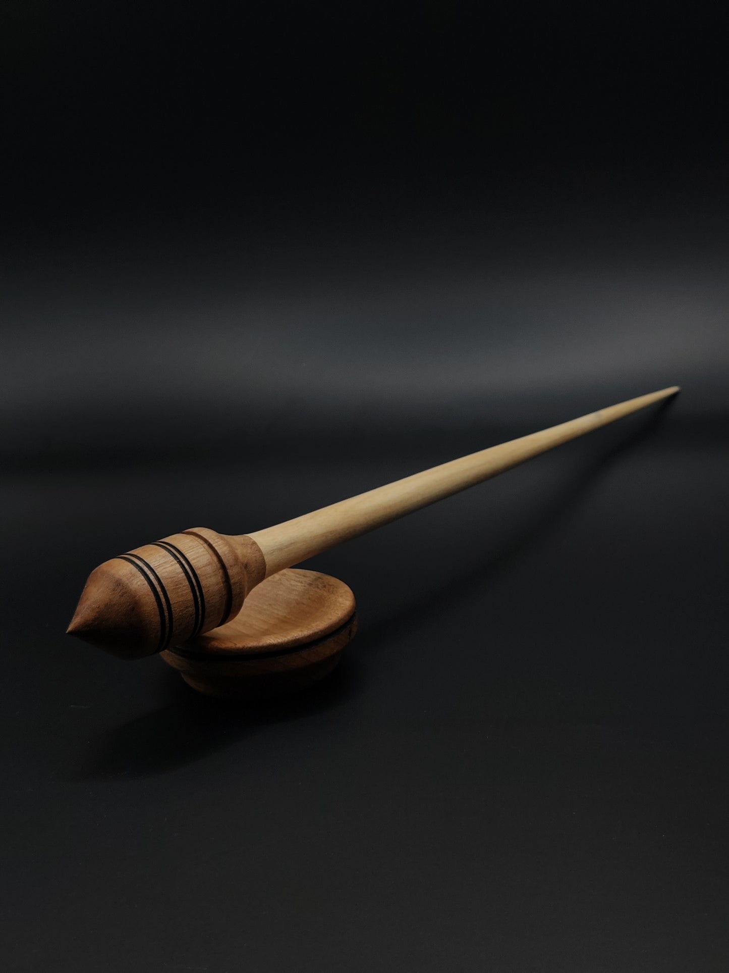 Support Spindle Set: Apple Shaft & Brown Walnut Whorl (27 cm / 10.63 inches, 19 g / 0.67 oz) with Walnut Support Bowl