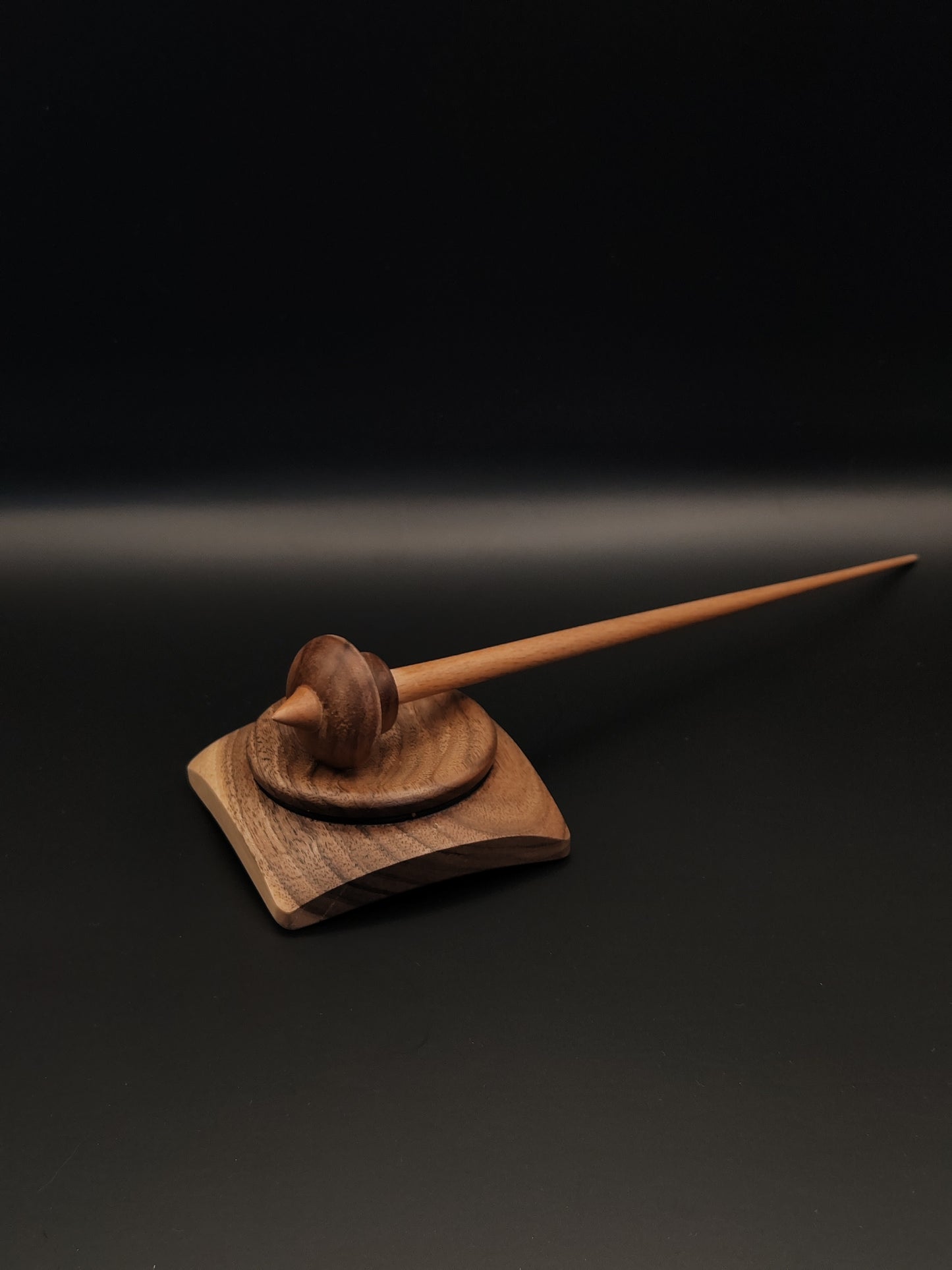 Support Spindle Set: Beechwood Shaft & Walnut Whorl (24 cm / 9.45 inches, 11 g / 0.39 oz) with Walnut Support Bowl