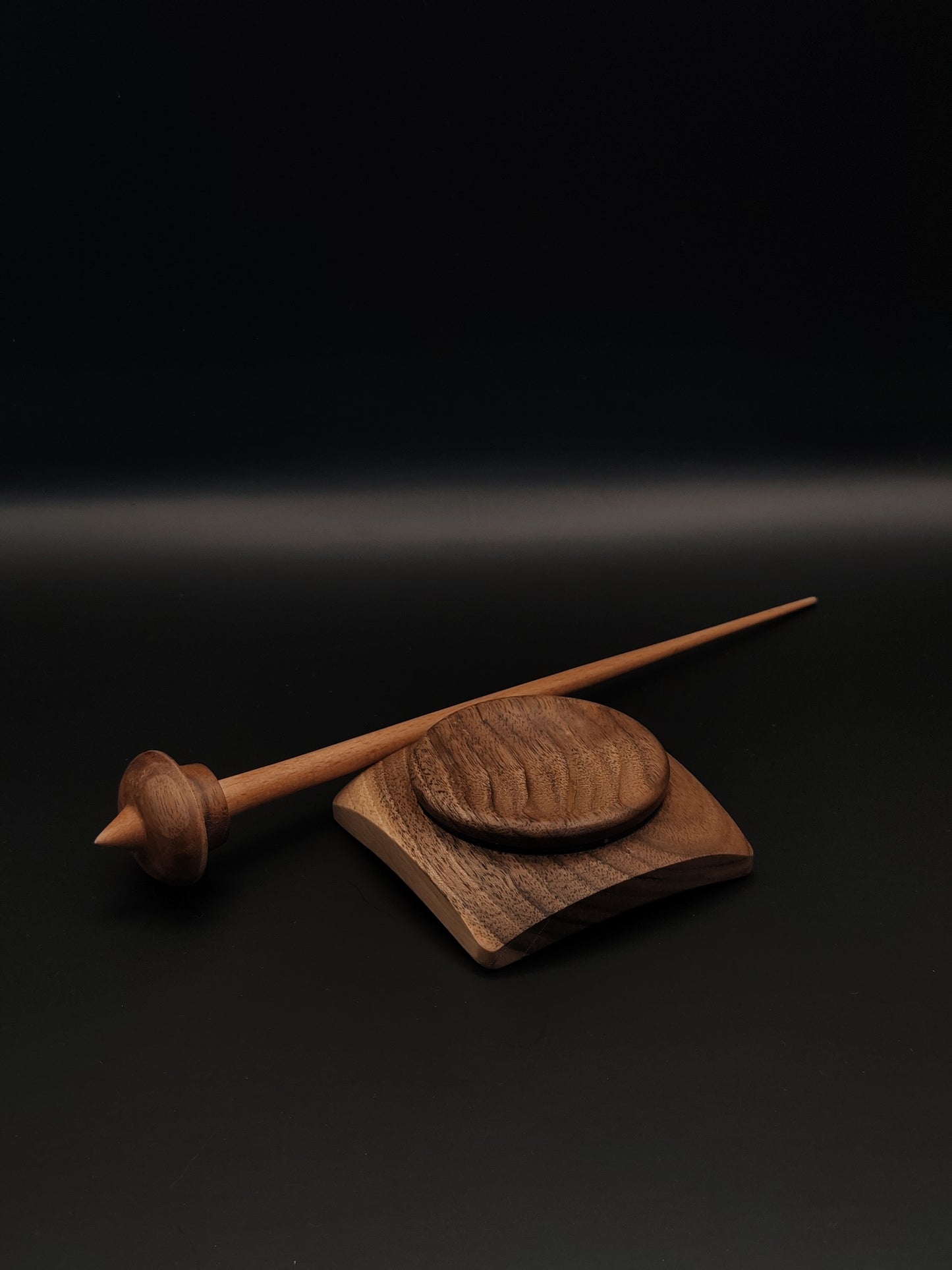 Support Spindle Set: Beechwood Shaft & Walnut Whorl (24 cm / 9.45 inches, 11 g / 0.39 oz) with Walnut Support Bowl