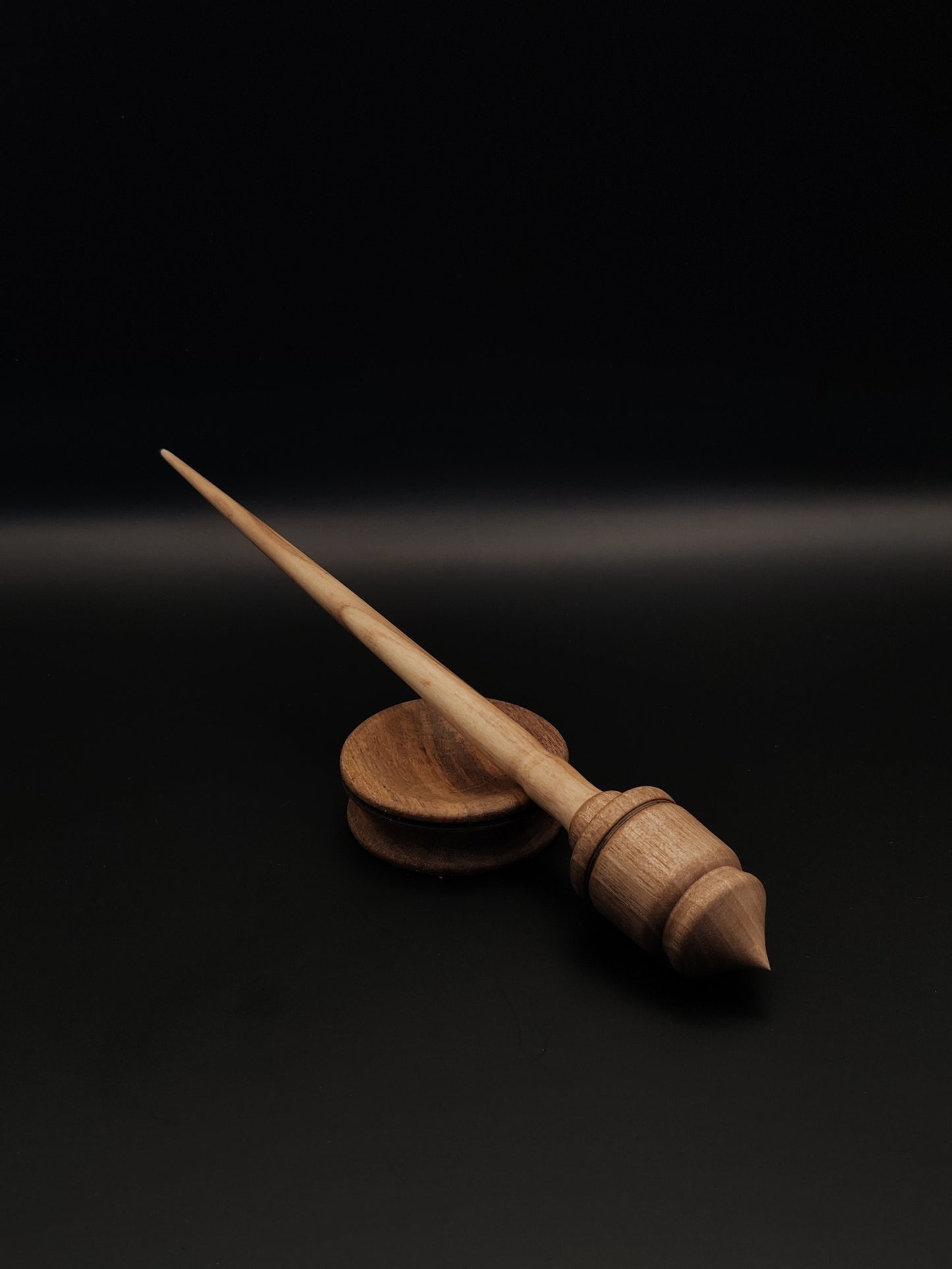 Support Spindle Set: Oak Shaft & Walnut Whorl (25 cm / 9.84 inches, 23 g / 0.81 oz) with Walnut Support Bowl