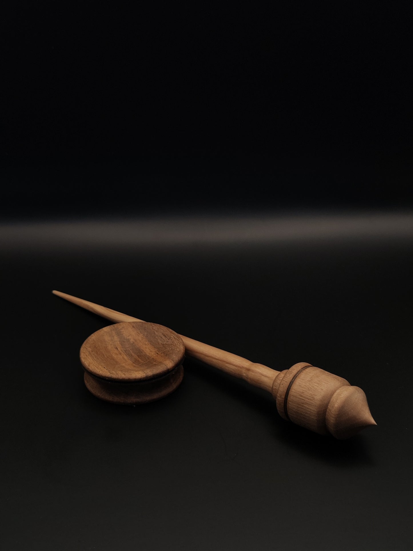 Support Spindle Set: Oak Shaft & Walnut Whorl (25 cm / 9.84 inches, 23 g / 0.81 oz) with Walnut Support Bowl