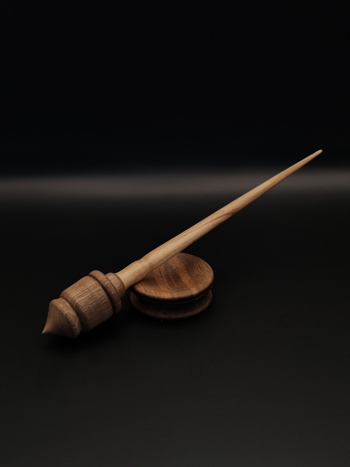 Support Spindle Set: Oak Shaft & Walnut Whorl (25 cm / 9.84 inches, 23 g / 0.81 oz) with Walnut Support Bowl