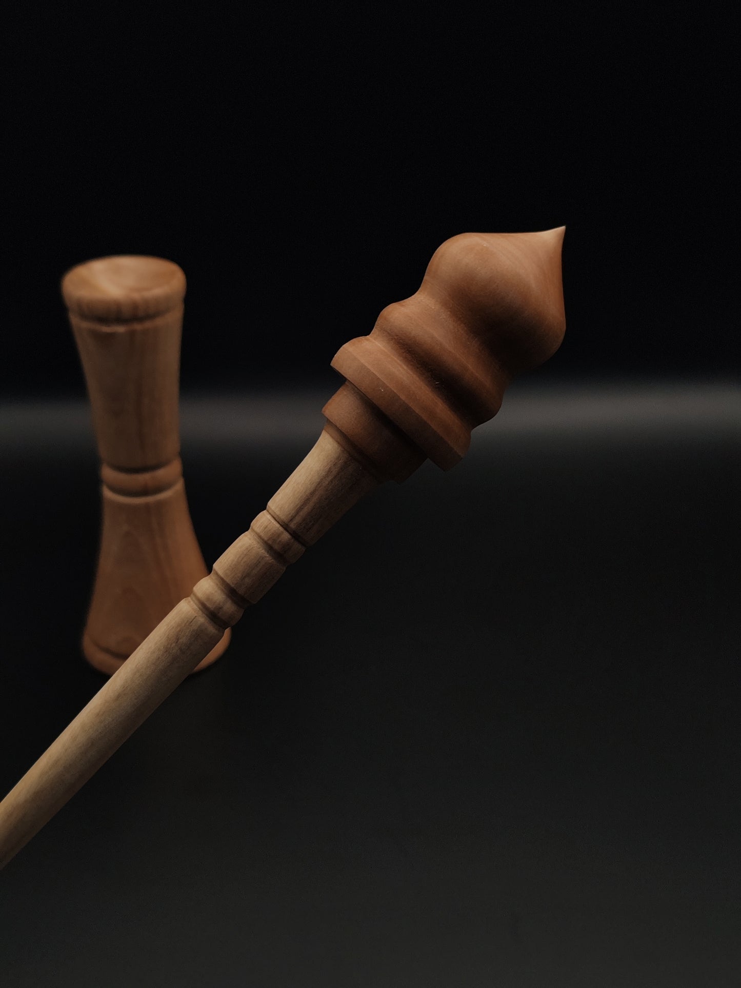 Support Spindle Set: Sycamore Shaft and Pear Whorl (25.5 cm / 10.04 inches, 22 g / 0.78 oz) with Oak Lap Support Bowl (13 cm / 5.12 inches Height)