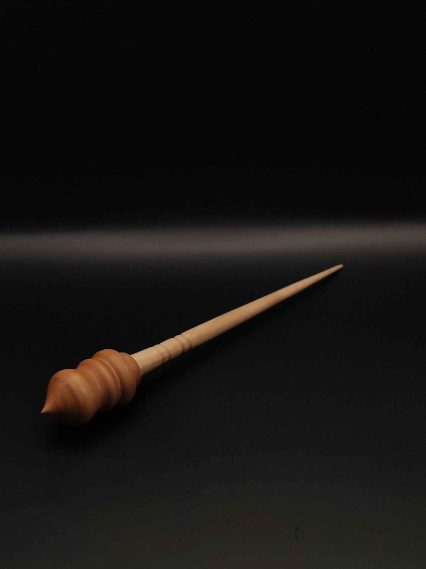 Support Spindle Set: Sycamore Shaft and Pear Whorl (25.5 cm / 10.04 inches, 22 g / 0.78 oz) with Oak Lap Support Bowl (13 cm / 5.12 inches Height)