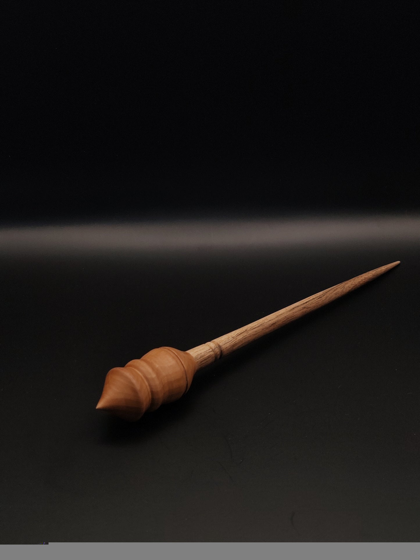 Support Spindle Set: Walnut Shaft & Pear Whorl (26.5 cm / 10.43 inches, 25 g / 0.88 oz) with Plum & Beechwood Lap Support Bowl