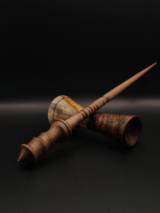 Artisan Support Spindle Set: Walnut (28.5 cm / 11.22 in, 30 g / 1.06 oz) with Acacia & Walnut Double-Sided Lap Support Bowl