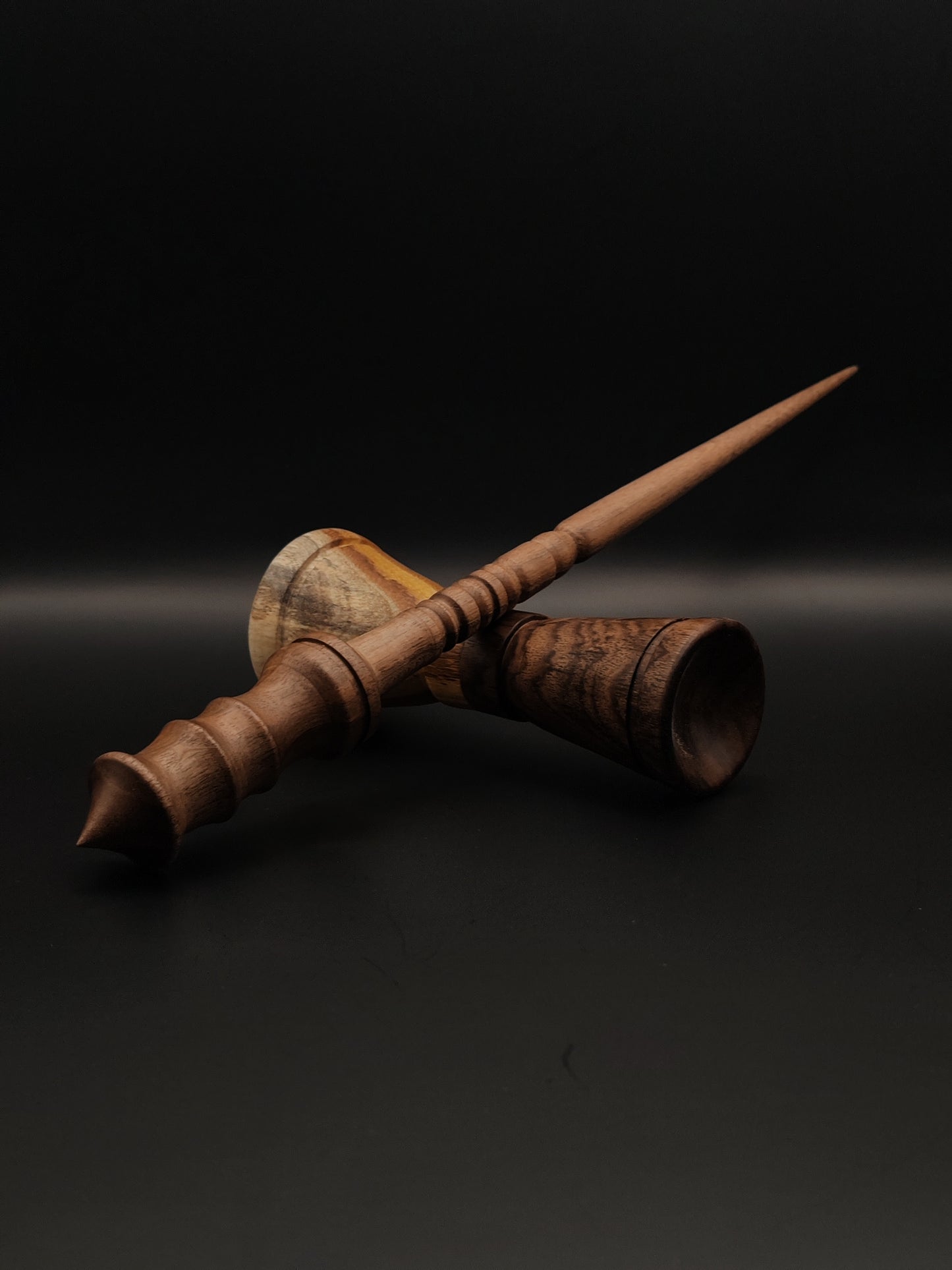 Artisan Support Spindle Set: Walnut (28.5 cm / 11.22 in, 30 g / 1.06 oz) with Acacia & Walnut Double-Sided Lap Support Bowl