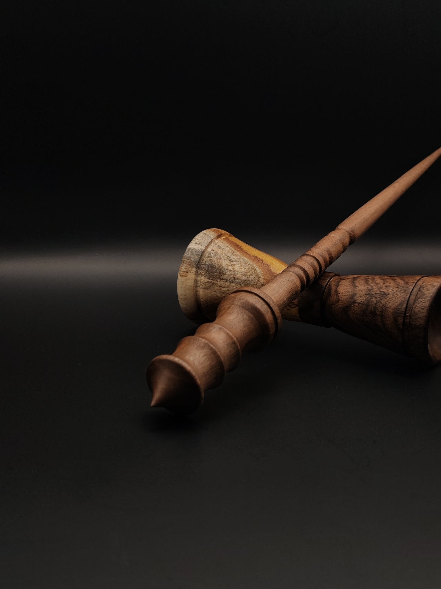 Artisan Support Spindle Set: Walnut (28.5 cm / 11.22 in, 30 g / 1.06 oz) with Acacia & Walnut Double-Sided Lap Support Bowl