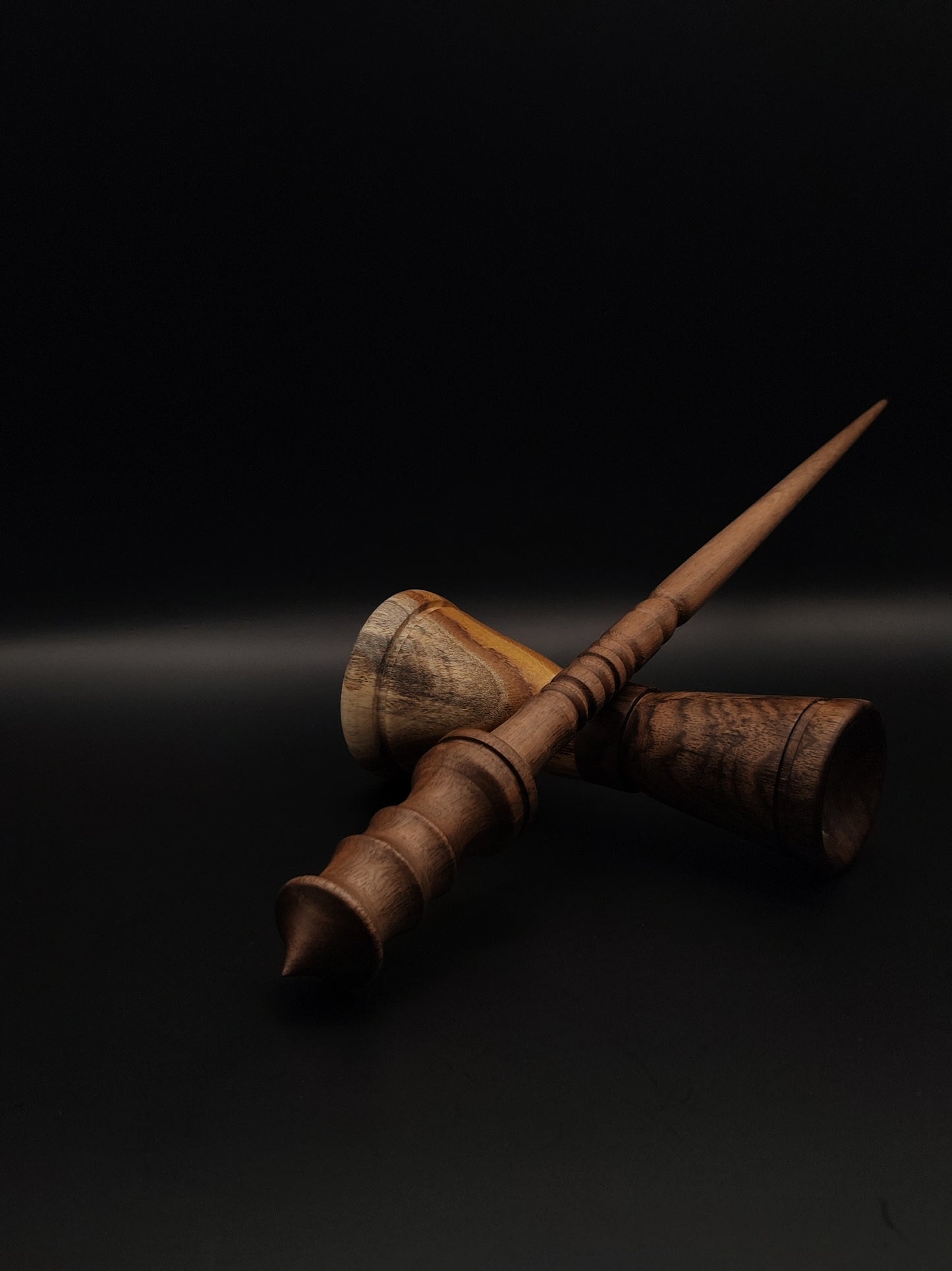 Artisan Support Spindle Set: Walnut (28.5 cm / 11.22 in, 30 g / 1.06 oz) with Acacia & Walnut Double-Sided Lap Support Bowl