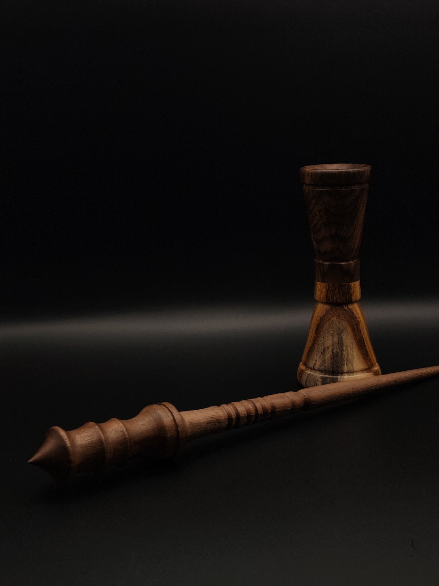 Artisan Support Spindle Set: Walnut (28.5 cm / 11.22 in, 30 g / 1.06 oz) with Acacia & Walnut Double-Sided Lap Support Bowl