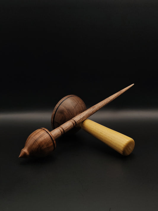 Support Spindle Set: Walnut (24.5 cm / 9.65 in, 34 g / 1.2 oz) with Acacia & Walnut Lap Support Bowl