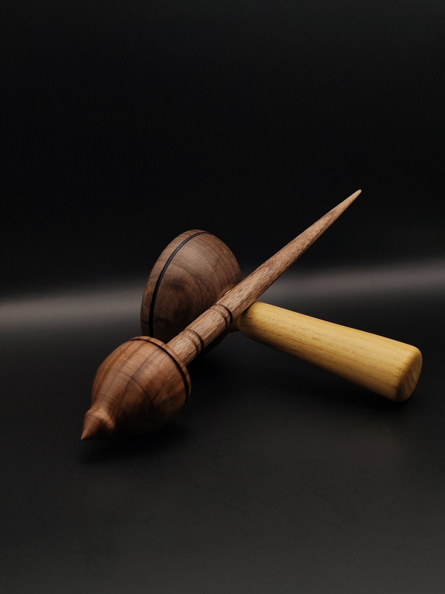 Support Spindle Set: Walnut (24.5 cm / 9.65 in, 34 g / 1.2 oz) with Acacia & Walnut Lap Support Bowl