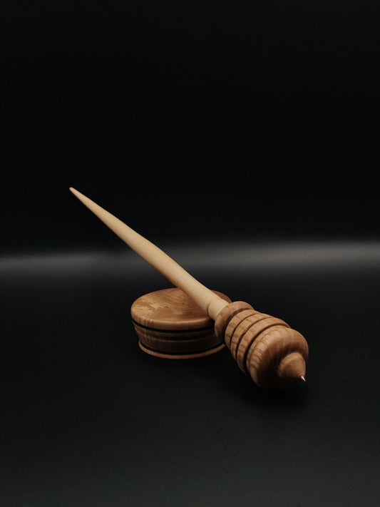 Support Spindle Set: Apple and Oak with Metal Tip (25.5 cm / 10.04 in, 34 g / 1.20 oz) with Mulberry Support Bowl