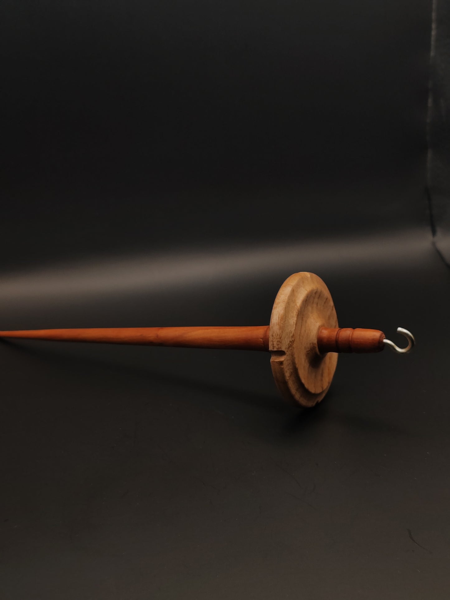 Drop Spindle: Myrobalan Plum Shaft and Oak Whorl (24 cm / 9.45 in, 27 g / 0.95 oz)