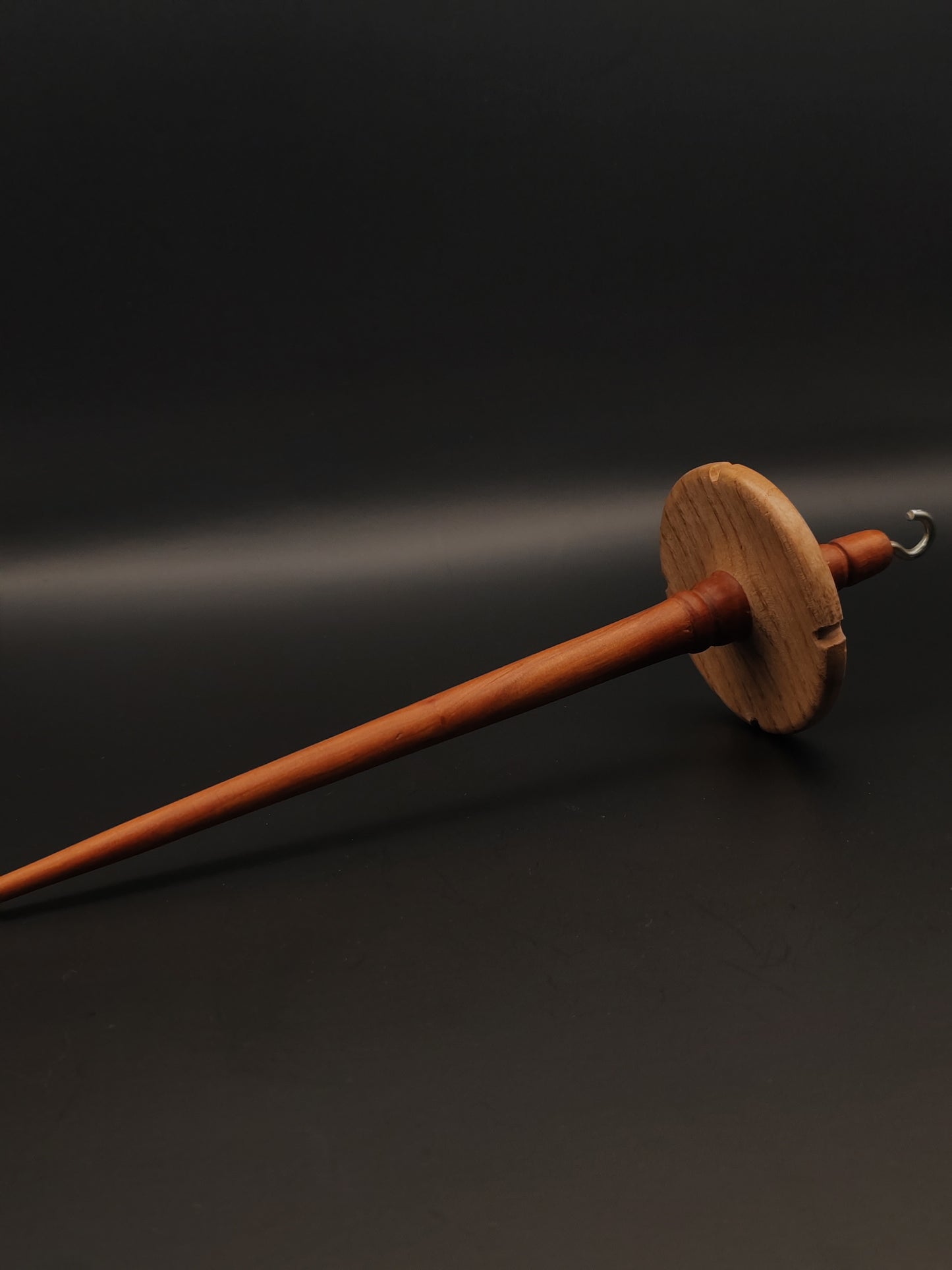 Drop Spindle: Myrobalan Plum Shaft and Oak Whorl (24 cm / 9.45 in, 27 g / 0.95 oz)