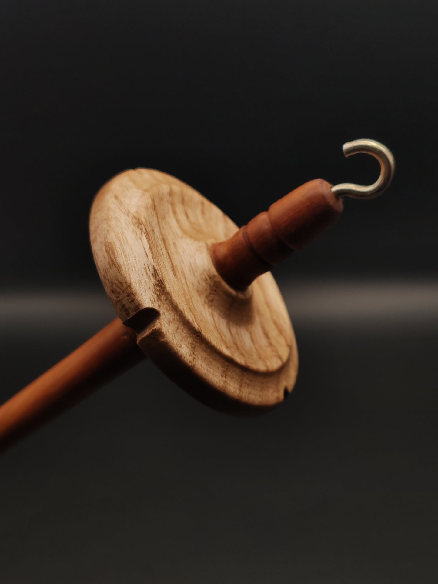 Drop Spindle: Myrobalan Plum Shaft and Oak Whorl (24 cm / 9.45 in, 27 g / 0.95 oz)