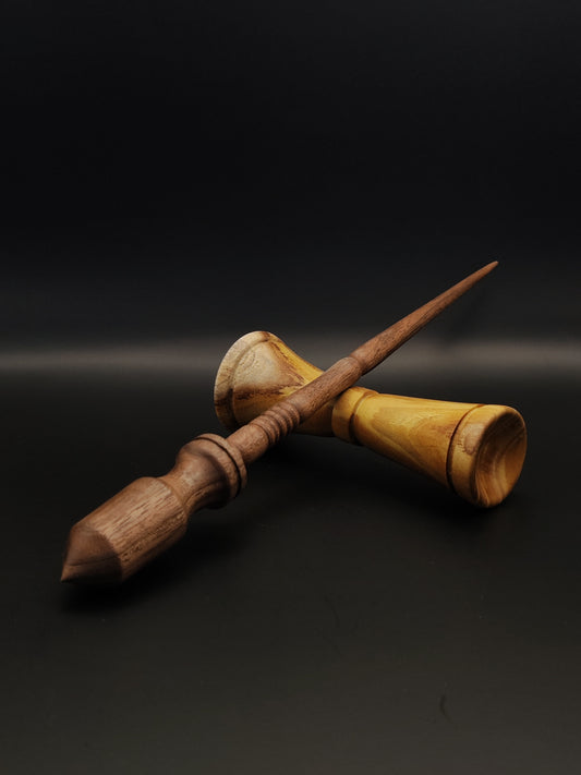 Support Spindle Set: Walnut (29.5 cm / 30 g) with Acacia Lap Support Bowl