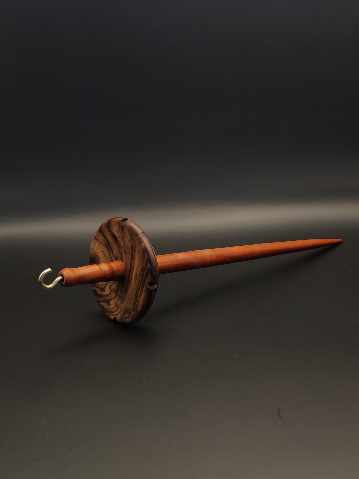 Drop Spindle: Plum Shaft & Walnut Whorl (26.5 cm / 33 g)