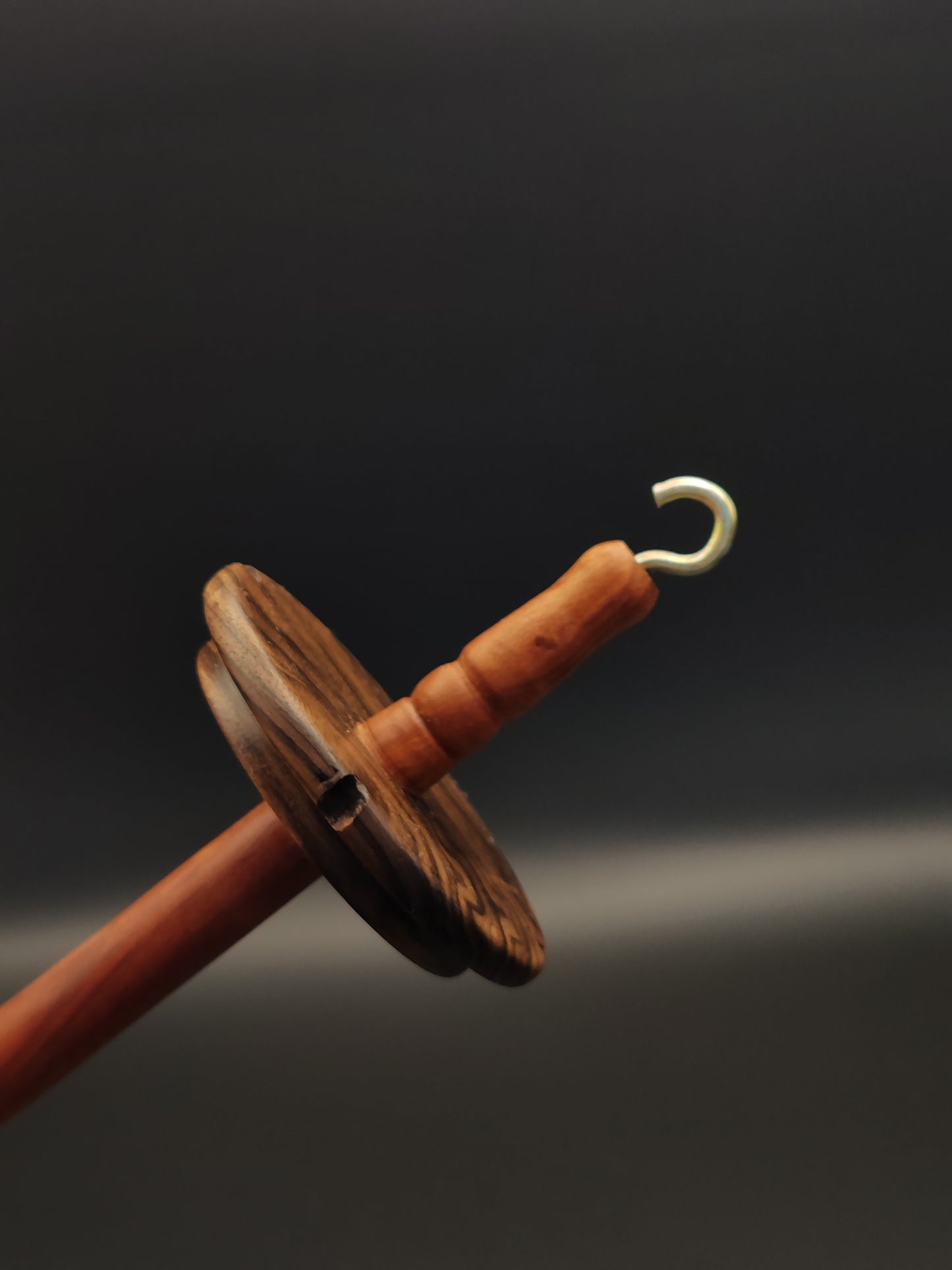 Drop Spindle: Plum Shaft & Walnut Whorl (26.5 cm / 33 g)