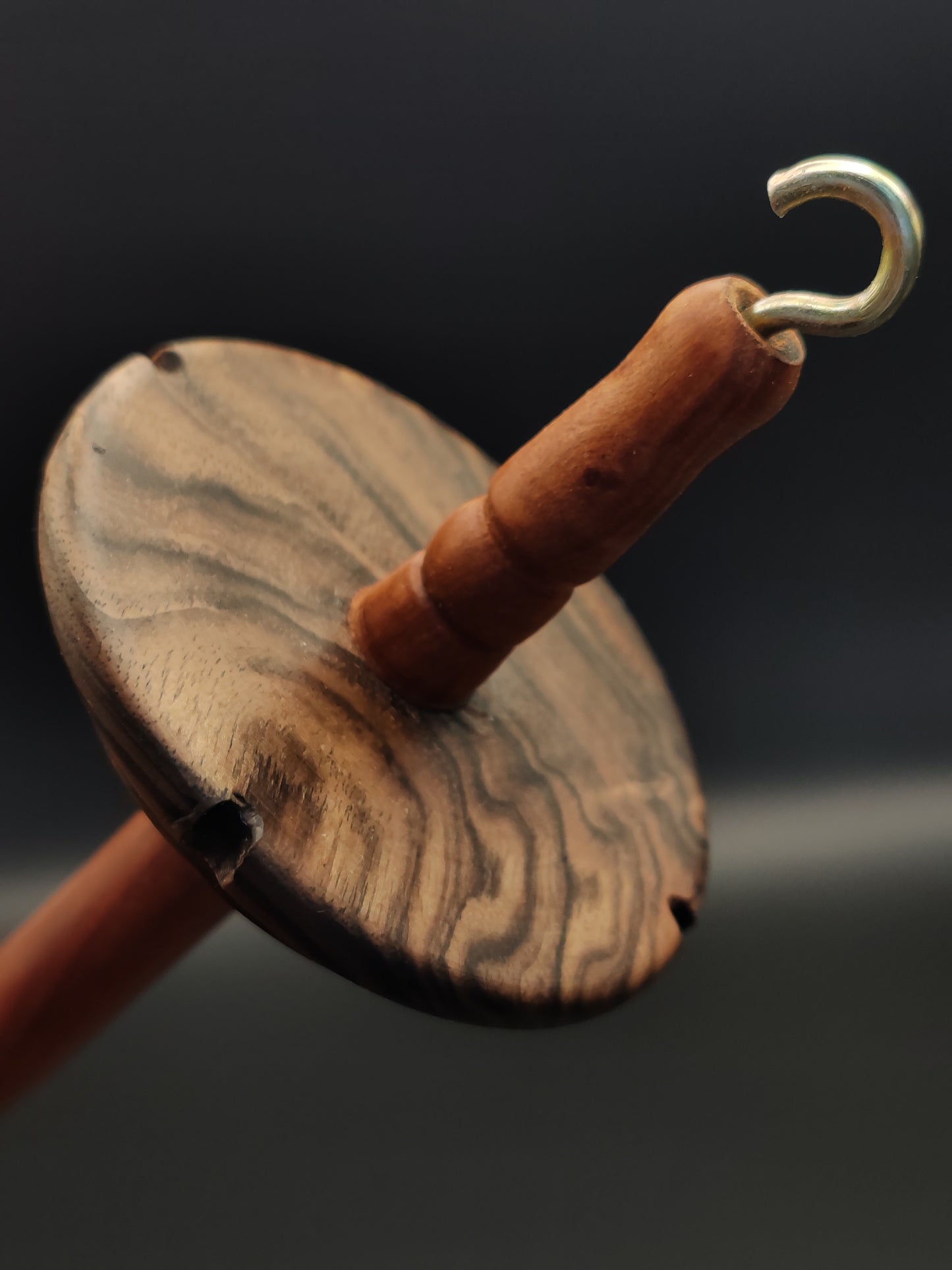 Drop Spindle: Plum Shaft & Walnut Whorl (26.5 cm / 33 g)