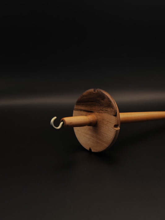 Drop Spindle: Walnut Whorl and Plum Shaft (25 cm / 9.84 in, 29 g / 1.02 oz)