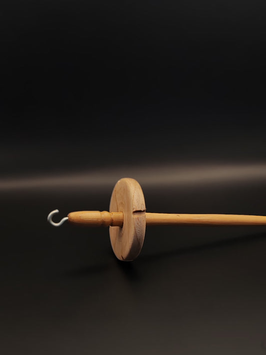 Drop Spindle: Oak Whorl & Larch Shaft (22 cm / 8.66 in, 27 g / 0.95 oz)
