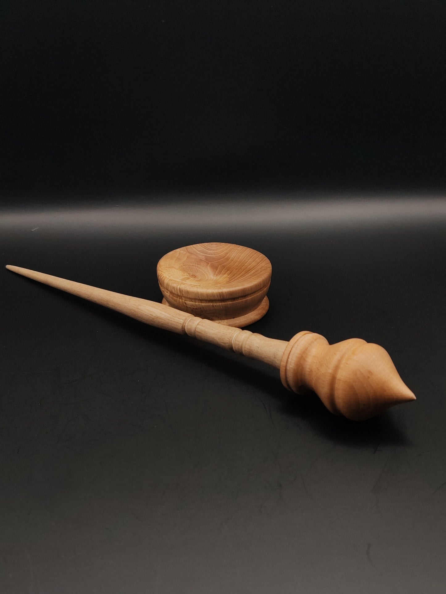 Grey Walnut and Beech Support Spindle Set (26 cm / 10.25 inches, 22 g / 0.78 oz) with Beech Support Bowl