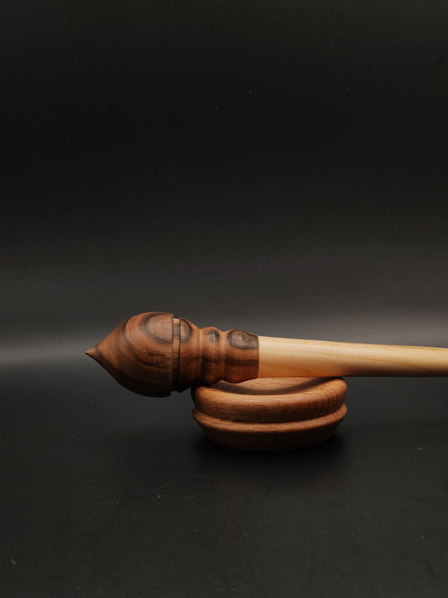 Support Spindle Set: Walnut Whorl and Oak Shaft (24 cm / 9.45 inches, 27 g / 0.95 oz) with Beech Support Bowl